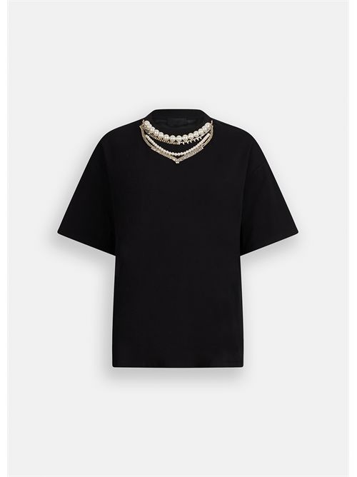 T-shirt con perle e strass LIU JO | CF5063J0088/22222